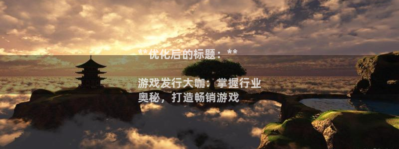 新航娱乐公司旗下艺人都有谁：**优化后的标题：**

游戏发行大咖：掌握行业
奥秘，打造畅销游戏